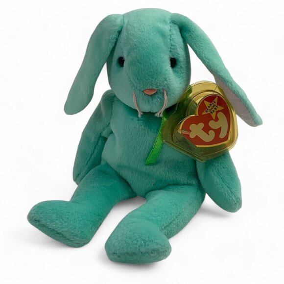 TY Beanie Babies "Hippity" The Green Bunny 8" Plush Toy Collectible 1996 NWT - Picture 1 of 6